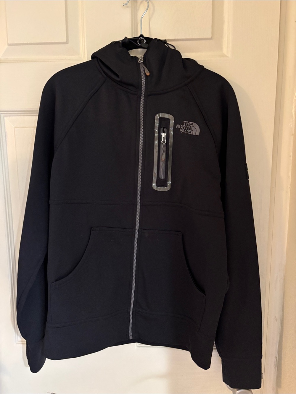 The North Face Black Hooded Full-Zip Jacket with Chest Zip Pocket